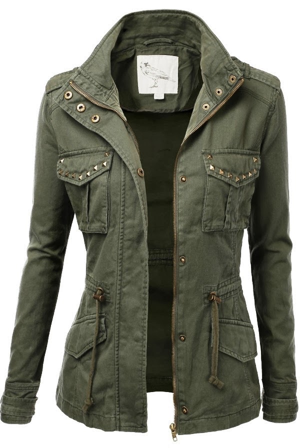 Green military style jacket Military Jacket American Rag, Calvin Klein and Ralph Lauren offer comfortable military jackets that complement different outfits. A polyester and machine-washable military jacket is a fashion statement worth investing in.